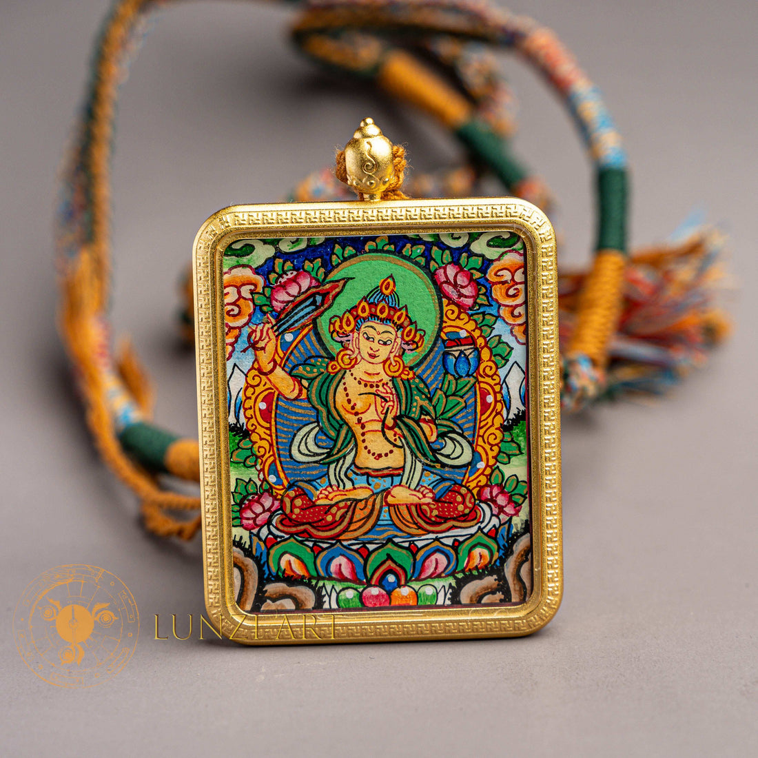 Manjushree Ghau Thangka Locket: The Bodhisattva of Wisdom - Thangka