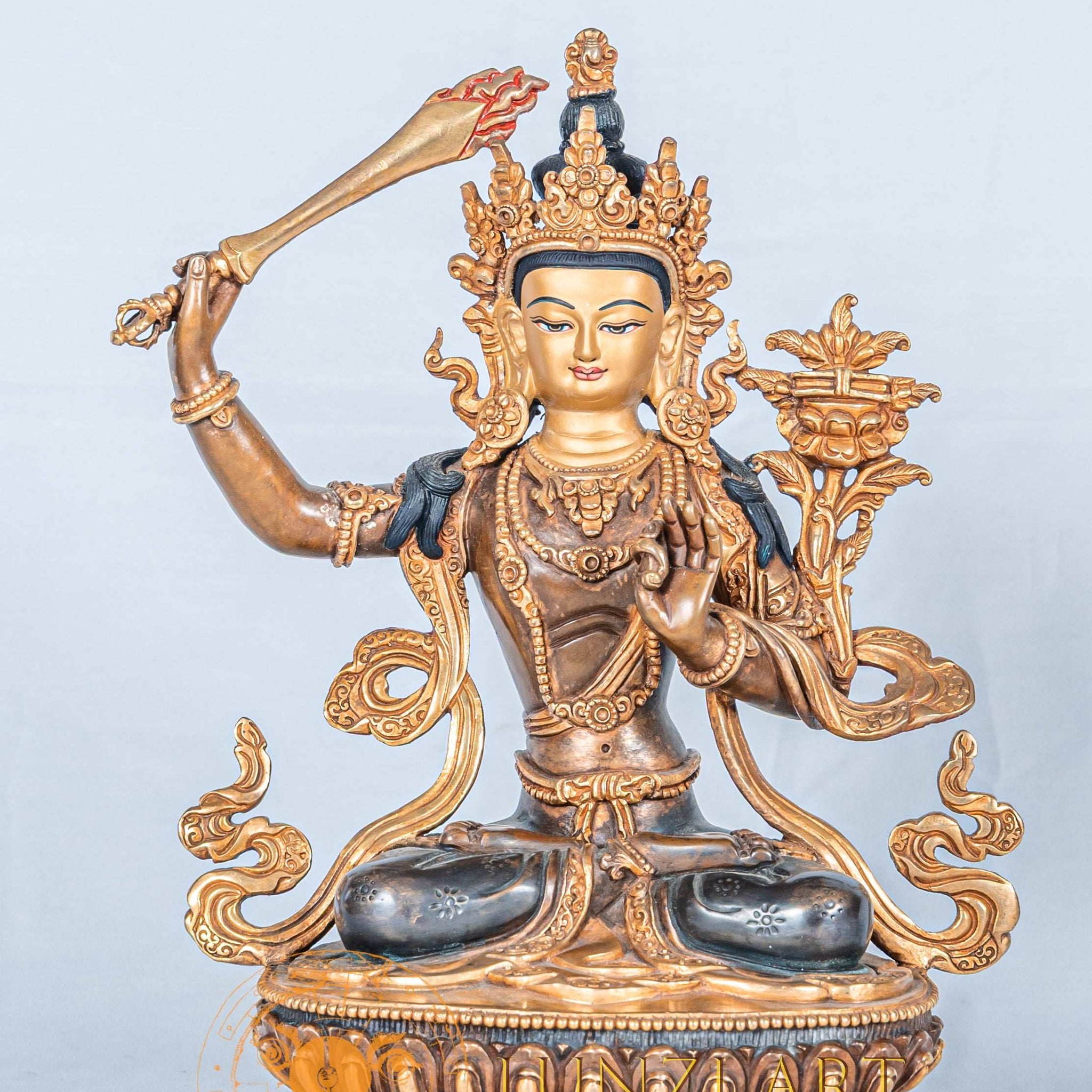 Manjushree Statue | Half Gold Plated - statues