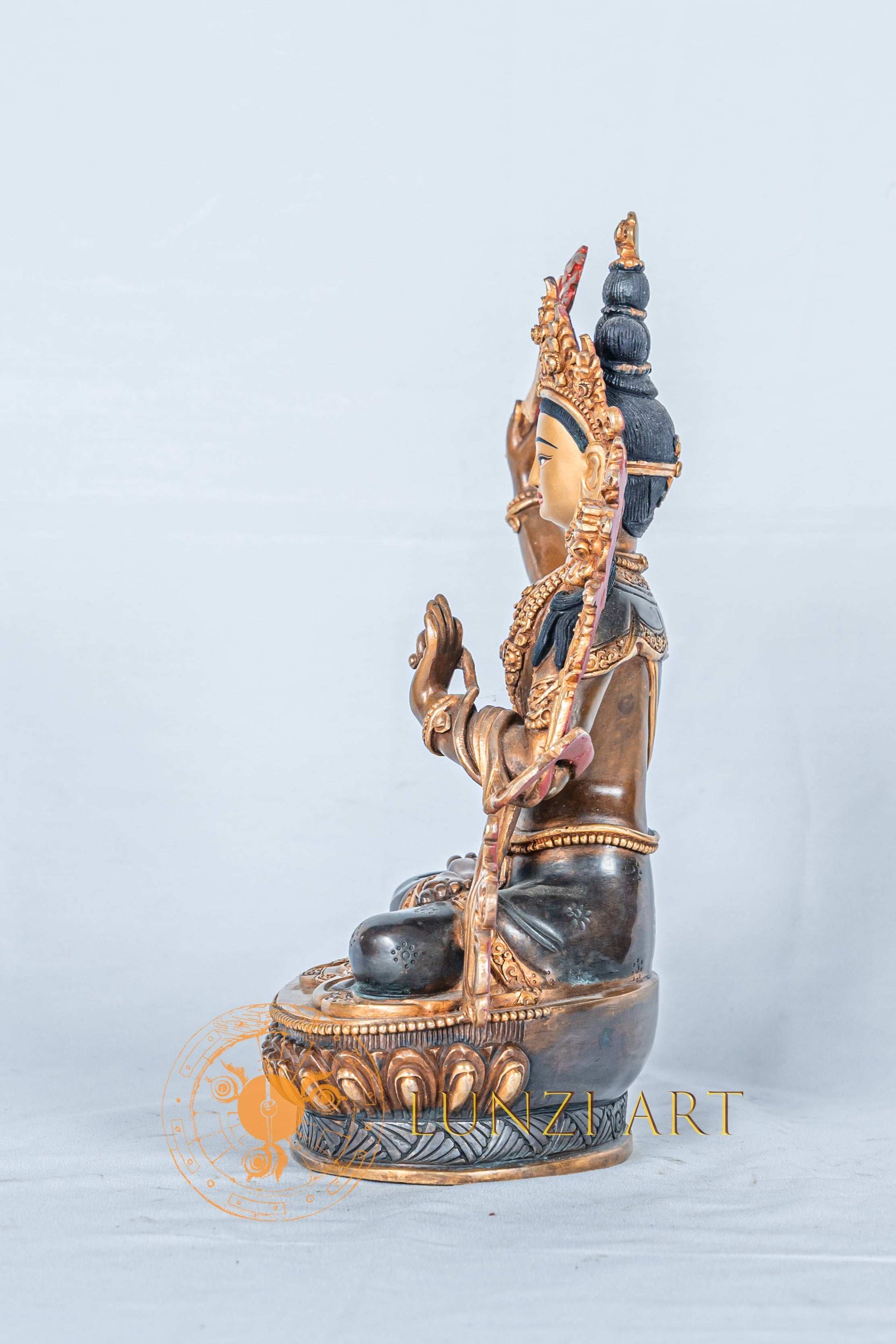 Manjushree Statue | Half Gold Plated - statues