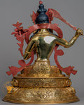 Manjushri Sculpture | Handmade Fully Gold-Plated Copper Statue - S-B-BA-FG-CG-M-0125