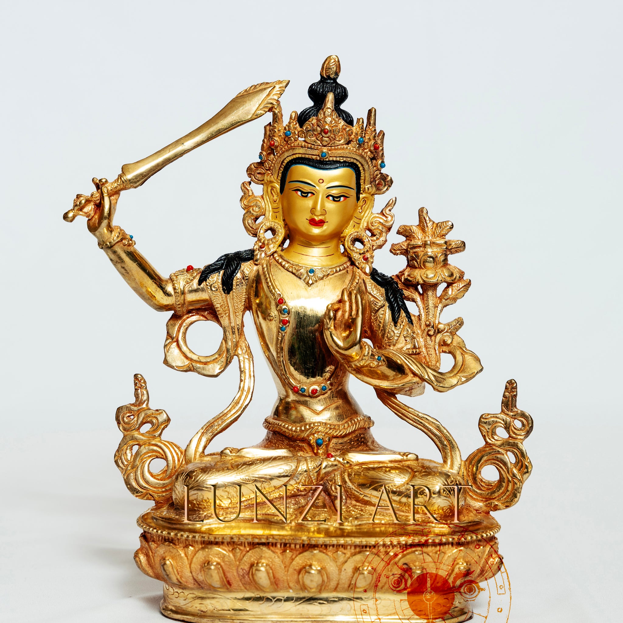 Manjushri Statue | 24k Gold Plated on Copper - statues