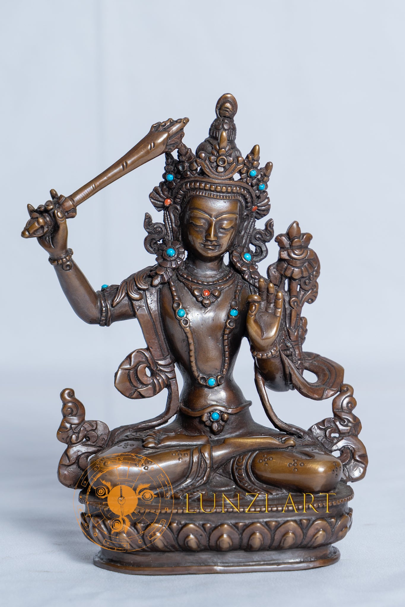 Manjushri Statue | Copper Oxidized - statues
