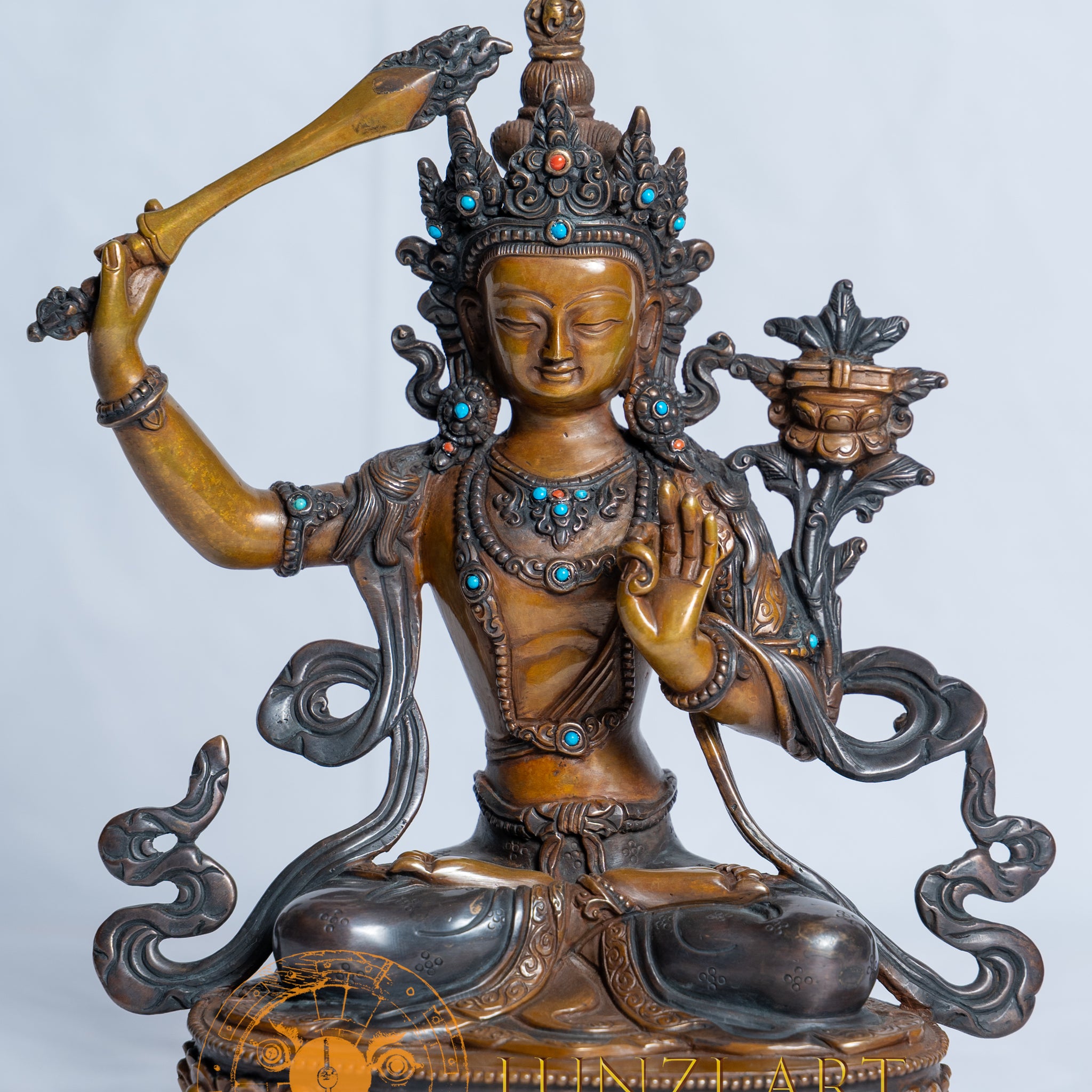 Manjushri Statue | Copper Oxidized - statues