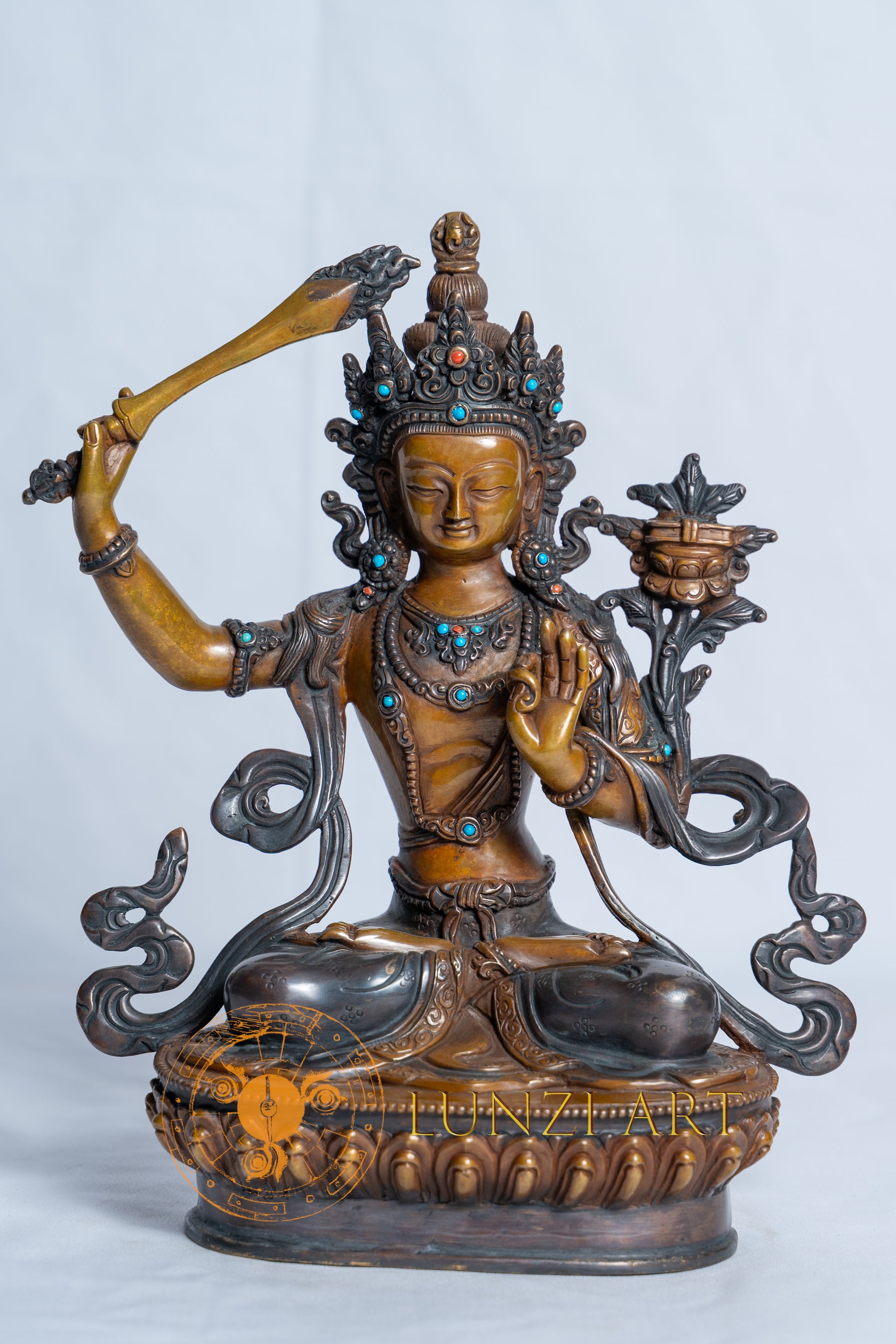 Manjushri Statue | Copper Oxidized - statues