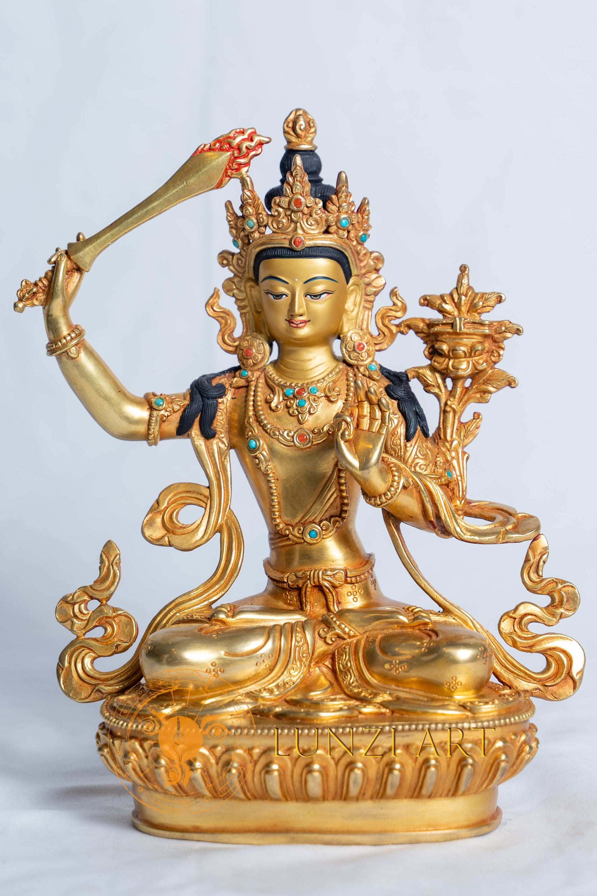 Manjushri Statue | Copper with full gold plated - statues