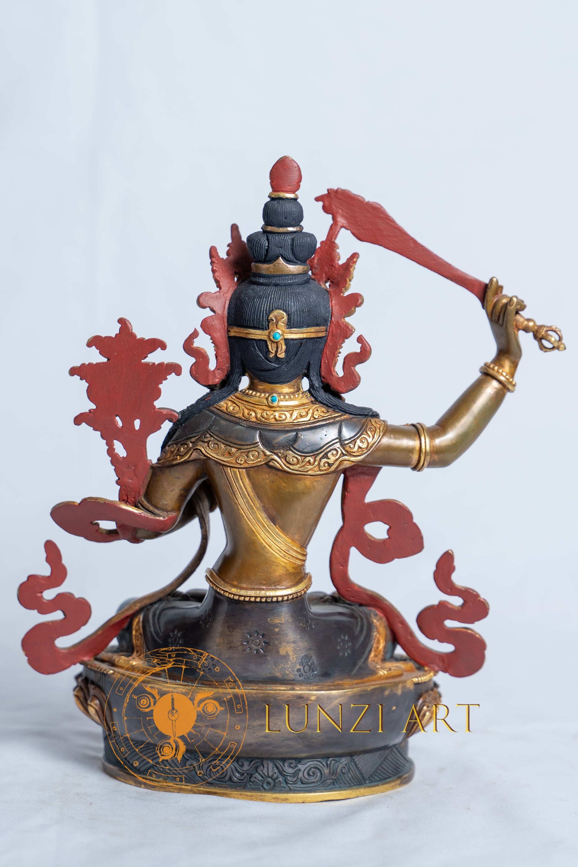 Manjushri Statue | Copper with half gold plated - statues