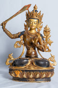 Manjushri Statue | Half Gold Plated Copper - statues