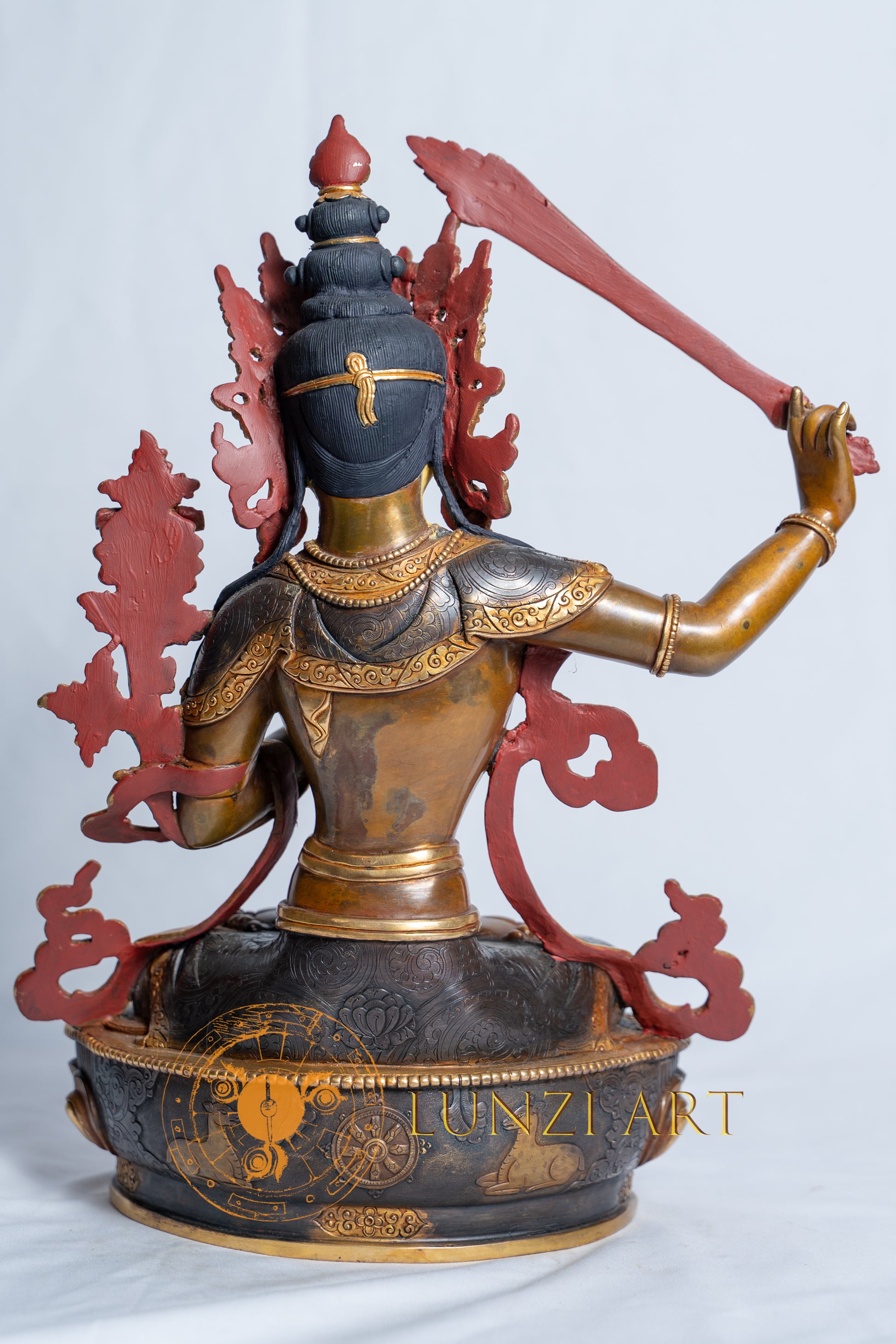 Manjushri Statue | Half Gold Plated Copper - statues