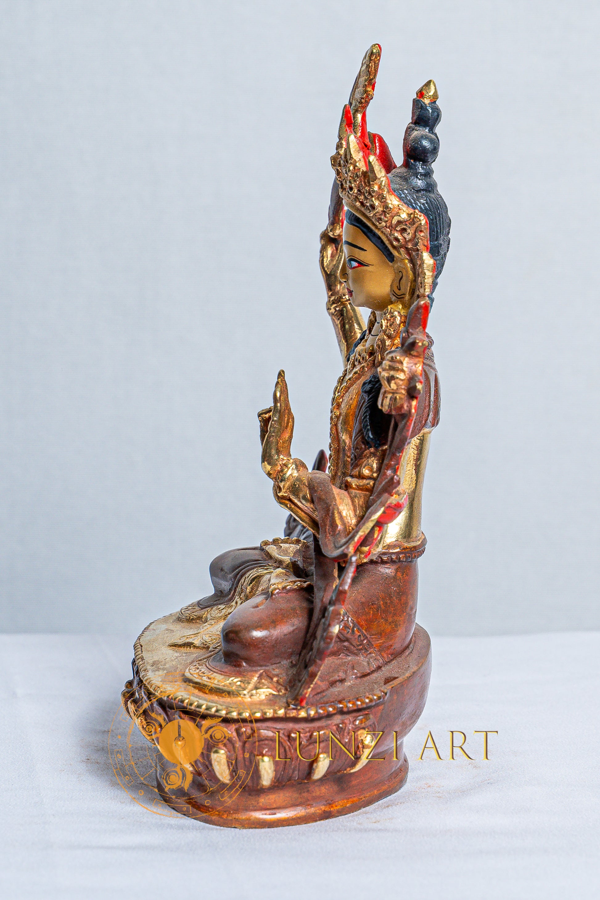 Manjushri Statue | Mercury Gold Plated on Copper - statues