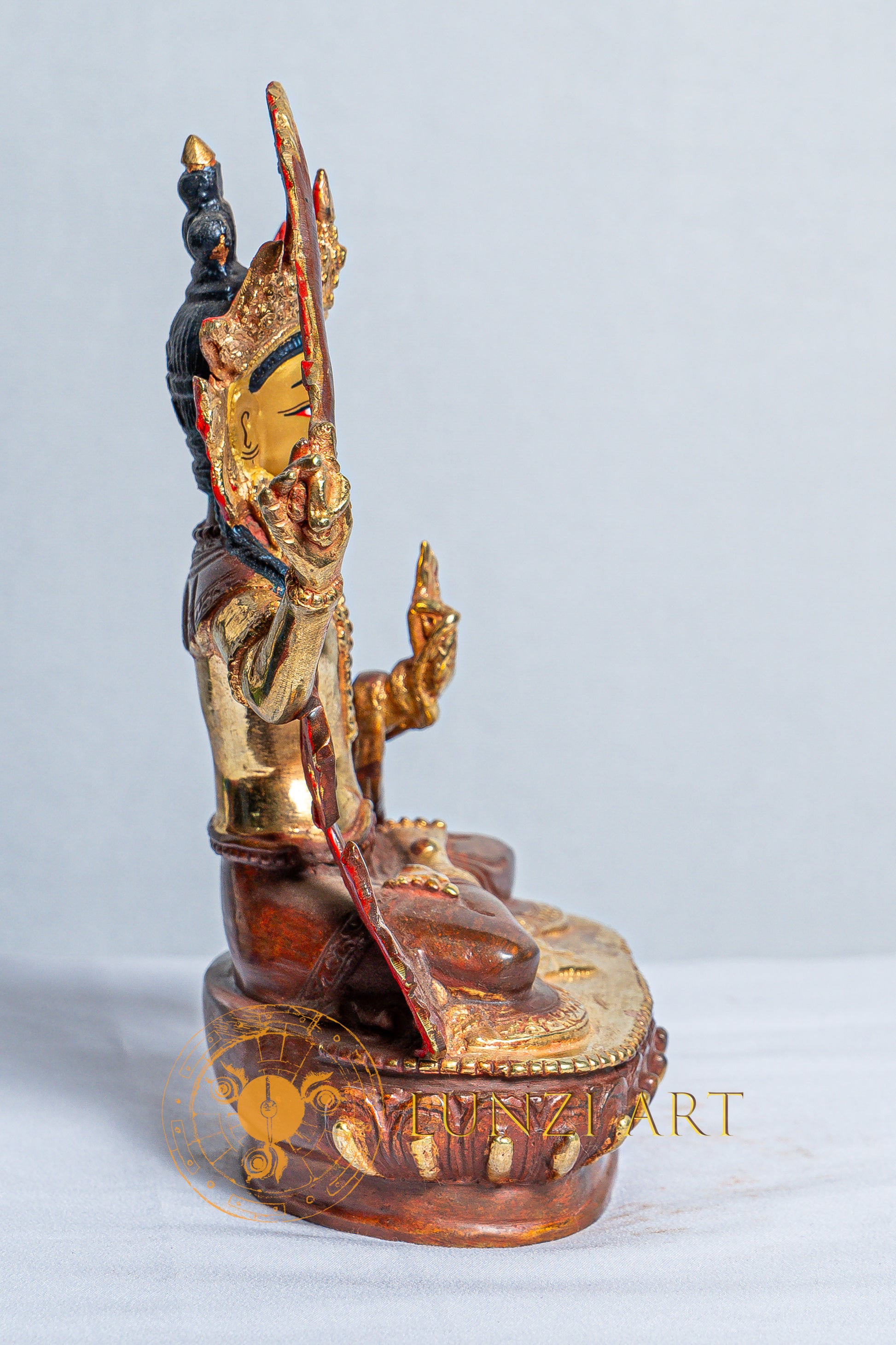 Manjushri Statue | Premium Mercury Gold Plated on Copper - S-B-AS-MG-CG-M-0006