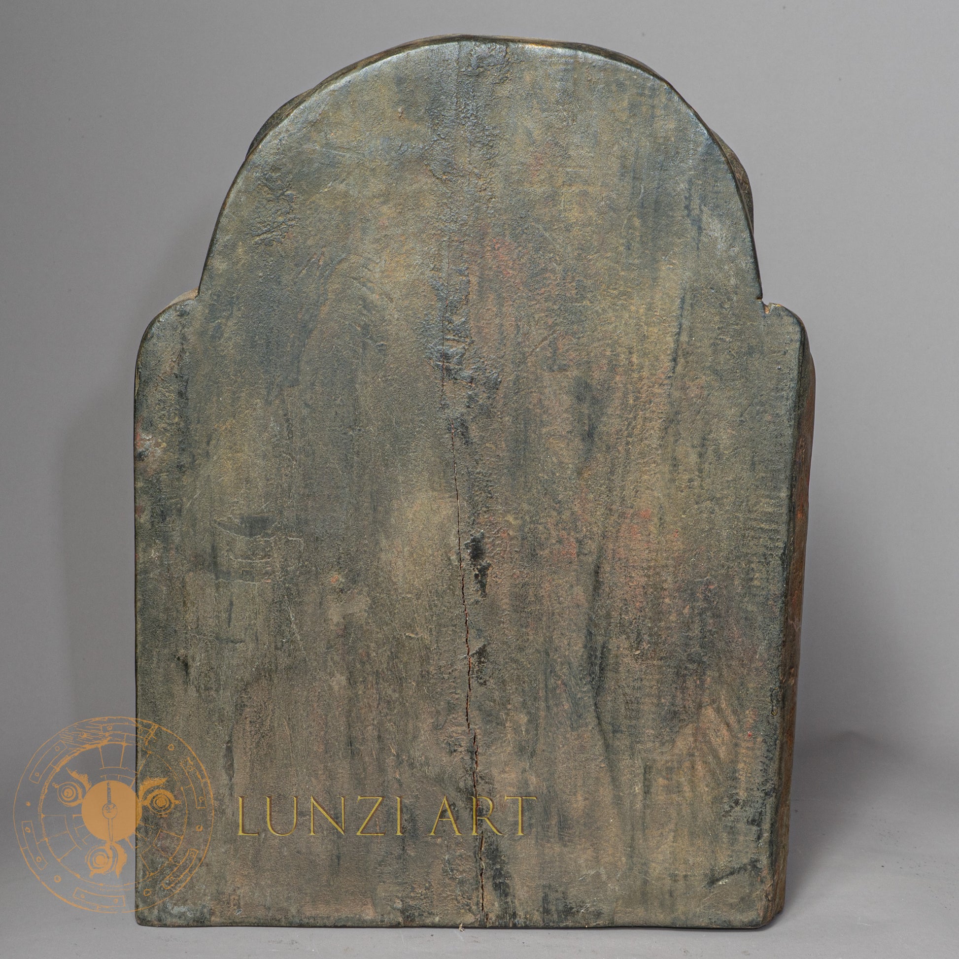 Manjushri Temple Altar | Hand-Carved Wood & Clay Wisdom Relief - w-s-sh-ma-0007