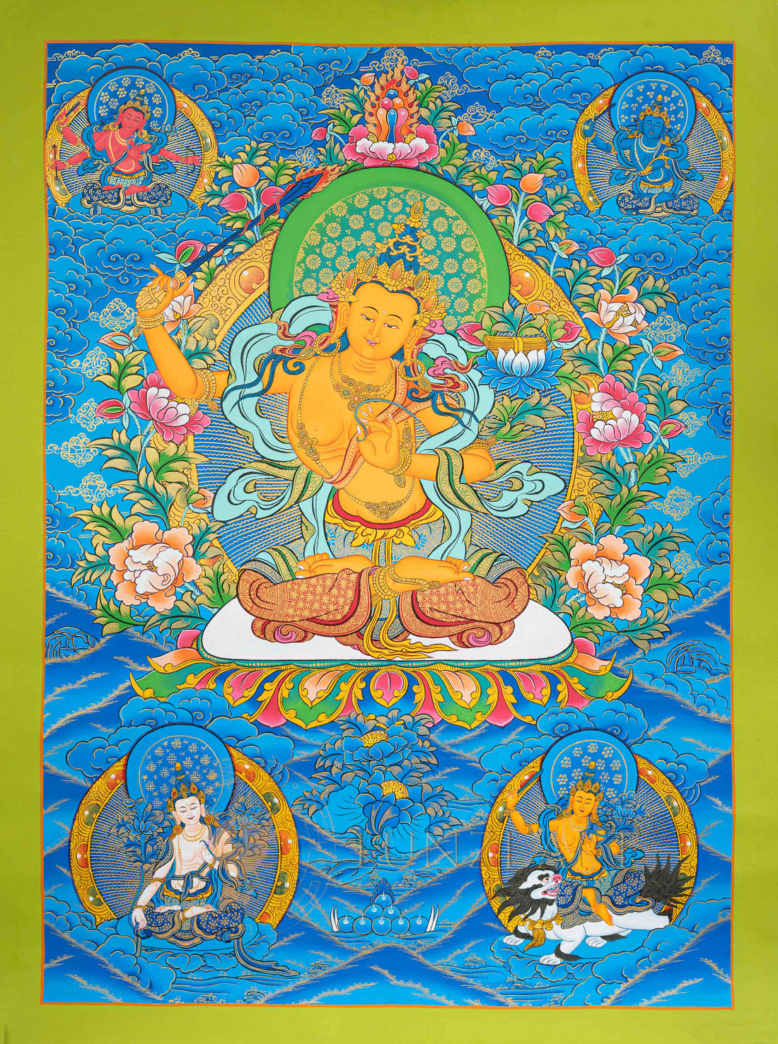 Manjushri Thangka: The Bodhisattva of Transcendent Wisdom - T-N-ET-CB-AU-M-0024