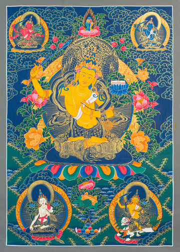 Manjushri Thangka: The Golden Sword of Infinite Wisdom - T-N-MB-GB-M-0019