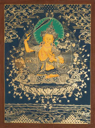 Manjushri Thangka: The Golden Sword of Transcendent Wisdom - T-PS-SS-BB-M-60
