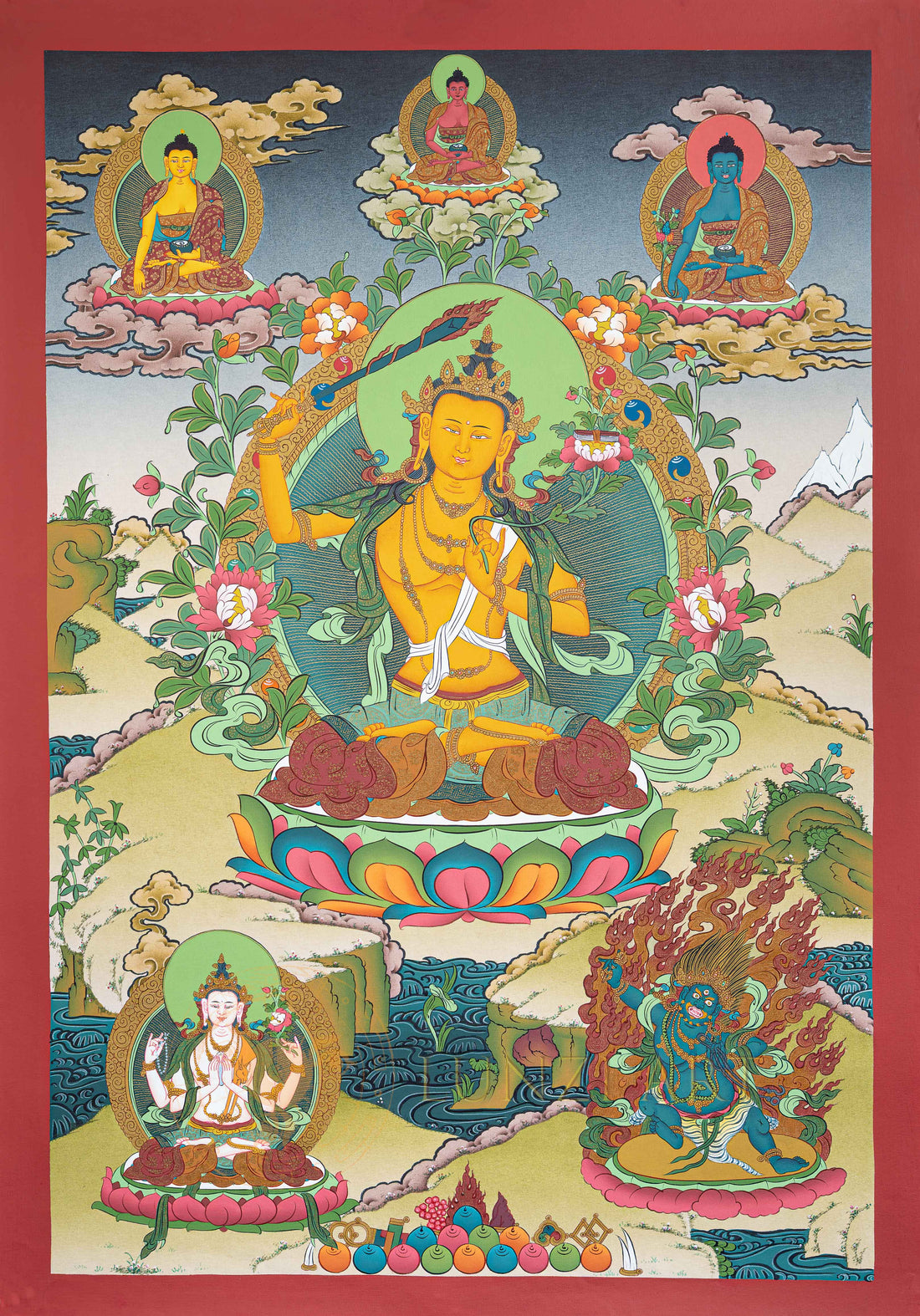Manjushri Thangka: The Sword of Transcendent Wisdom - T-N-ET-CB-M-0019