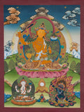 Manjushri Thangka: The Wisdom Blade of Enlightenment - T-S-BT-PB-AU-M-0117