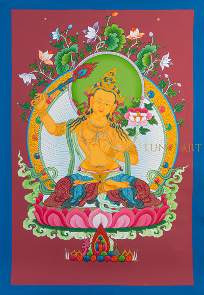 Manjushri Thangkas: The Bodhisattva of Transcendent Wisdom - T-N-ET-BB-AU-M-0071