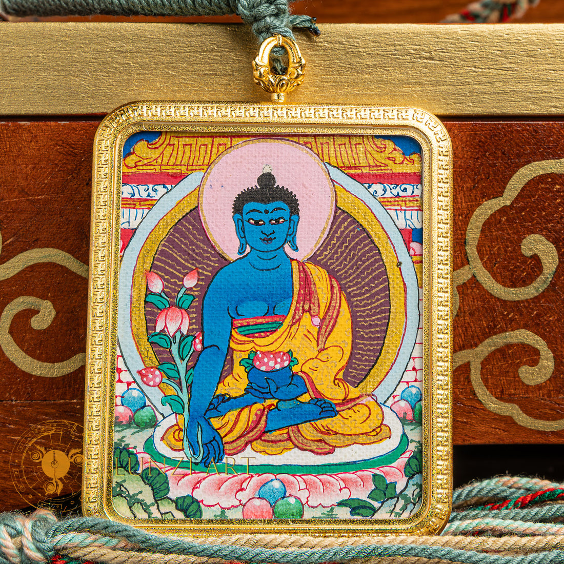 Medicine Buddha Ghau Thangka Locket: The Supreme Healer - L-MB-0006