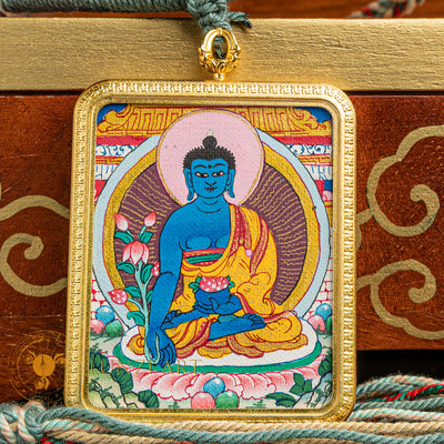 Medicine Buddha Ghau Thangka Locket: The Supreme Healer - L-MB-0006