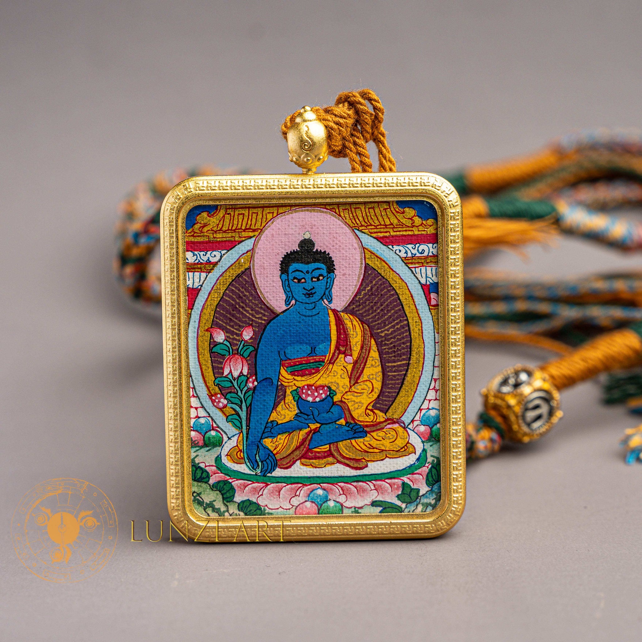 Medicine Buddha Ghau Thangka Locket: The Supreme Healer - Thangka
