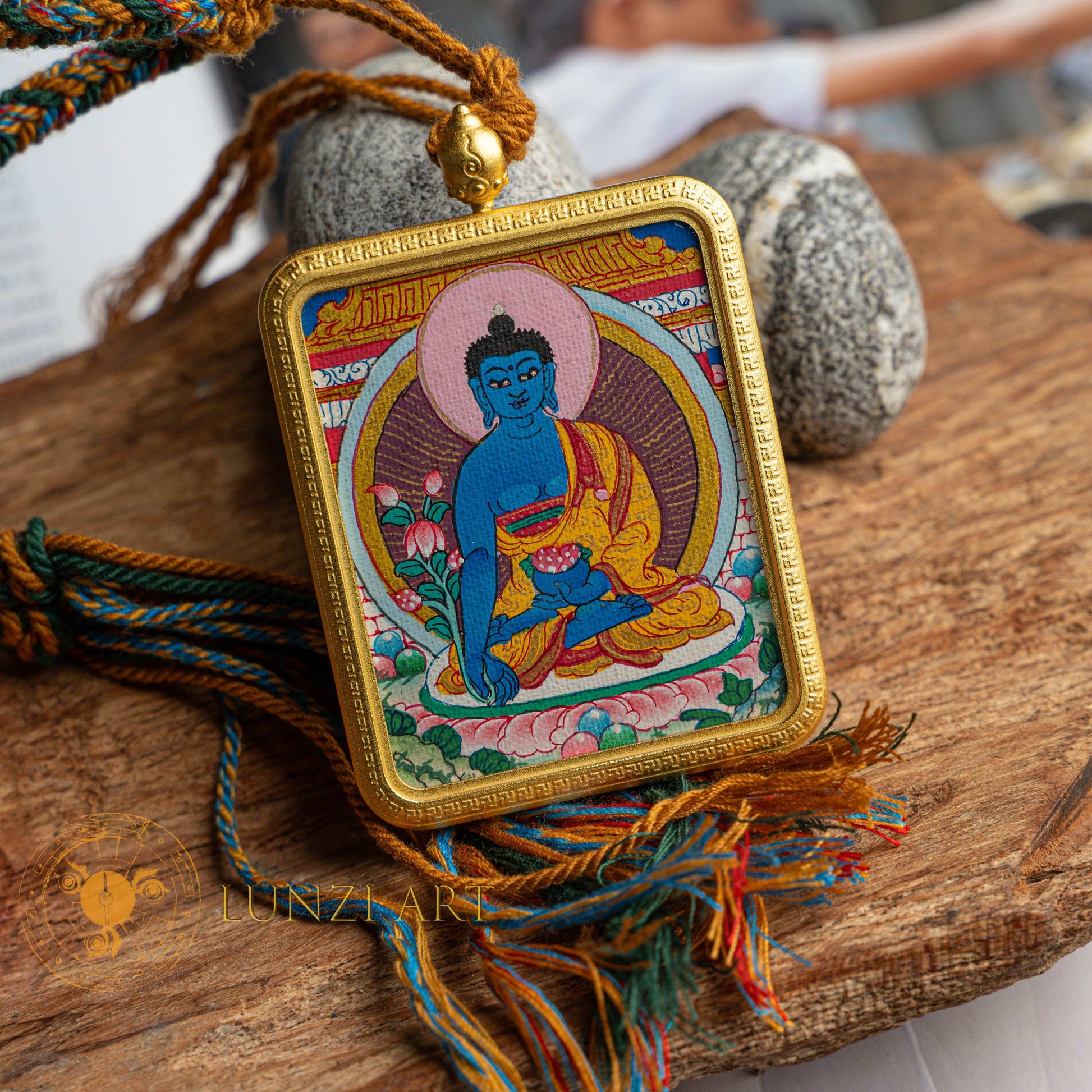 Medicine Buddha Ghau Thangka Locket: The Supreme Healer - Thangka