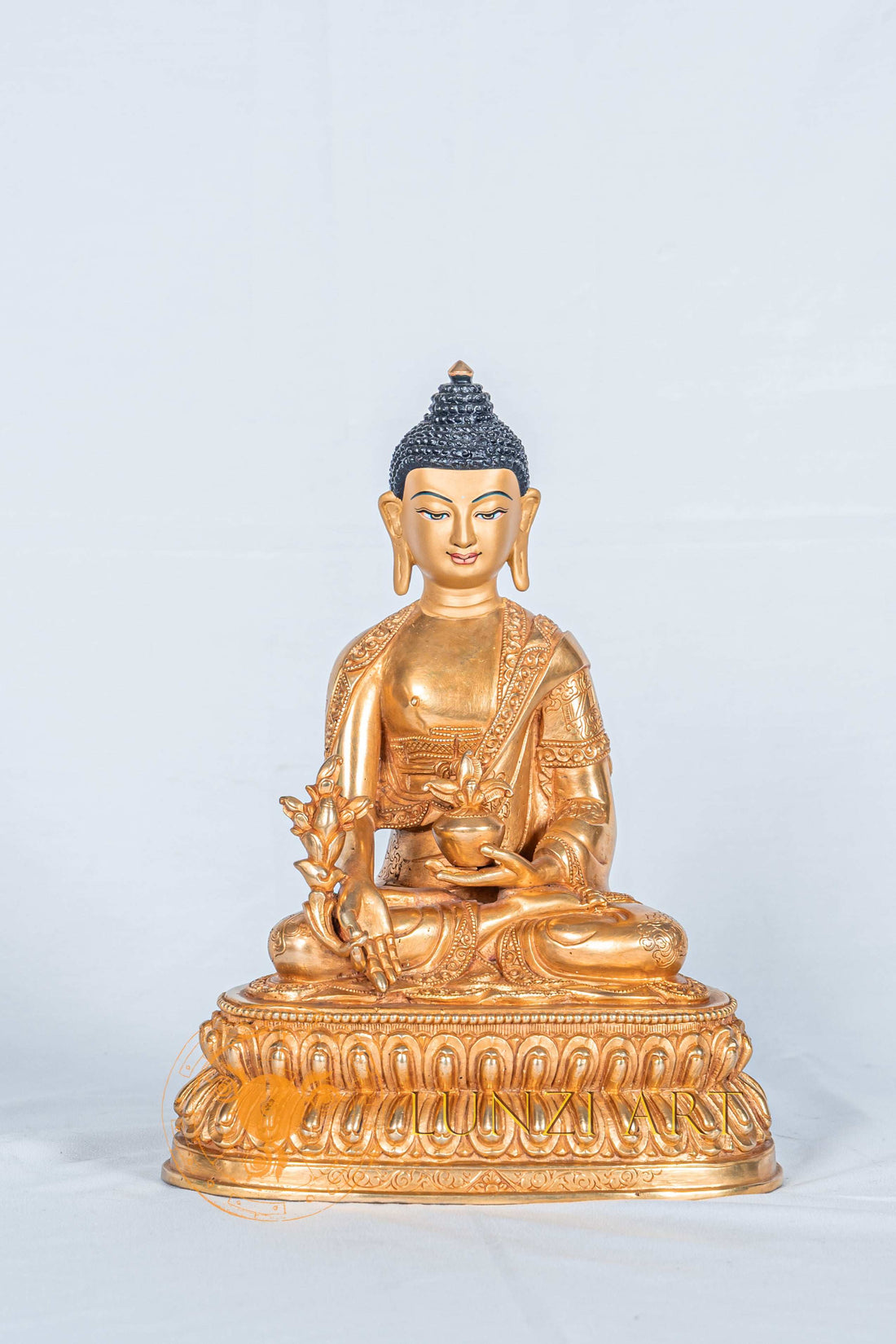 Medicine Buddha | Premium Fully Gold-Plated Copper Sculpture - S-B-RM-FG-CG-MB-0098