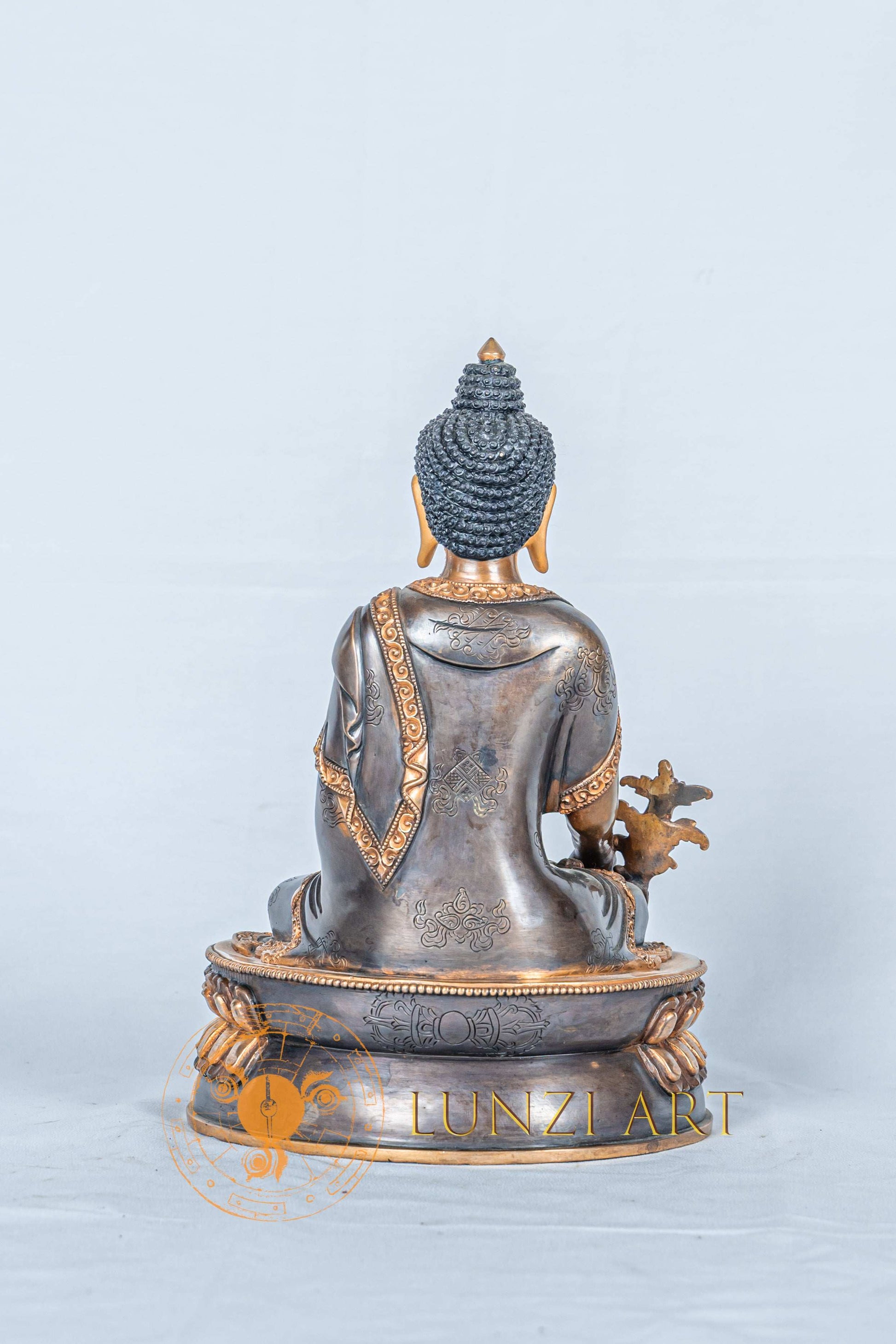 Medicine Buddha Sculpture | Handmade Half Gold Plated Statue - S-B-RM-HG-CG-MB-0118