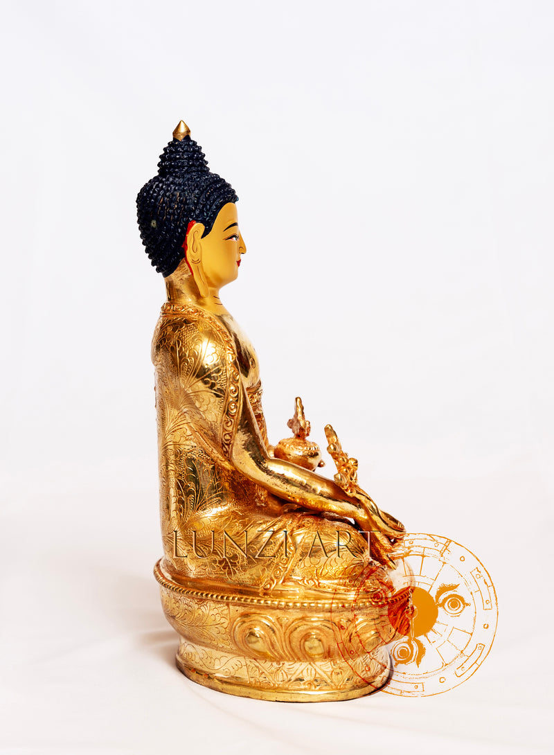 Medicine Buddha Statue | Brass with 24k Gold Plating - S-B-HT-FG-CG-MB-0001