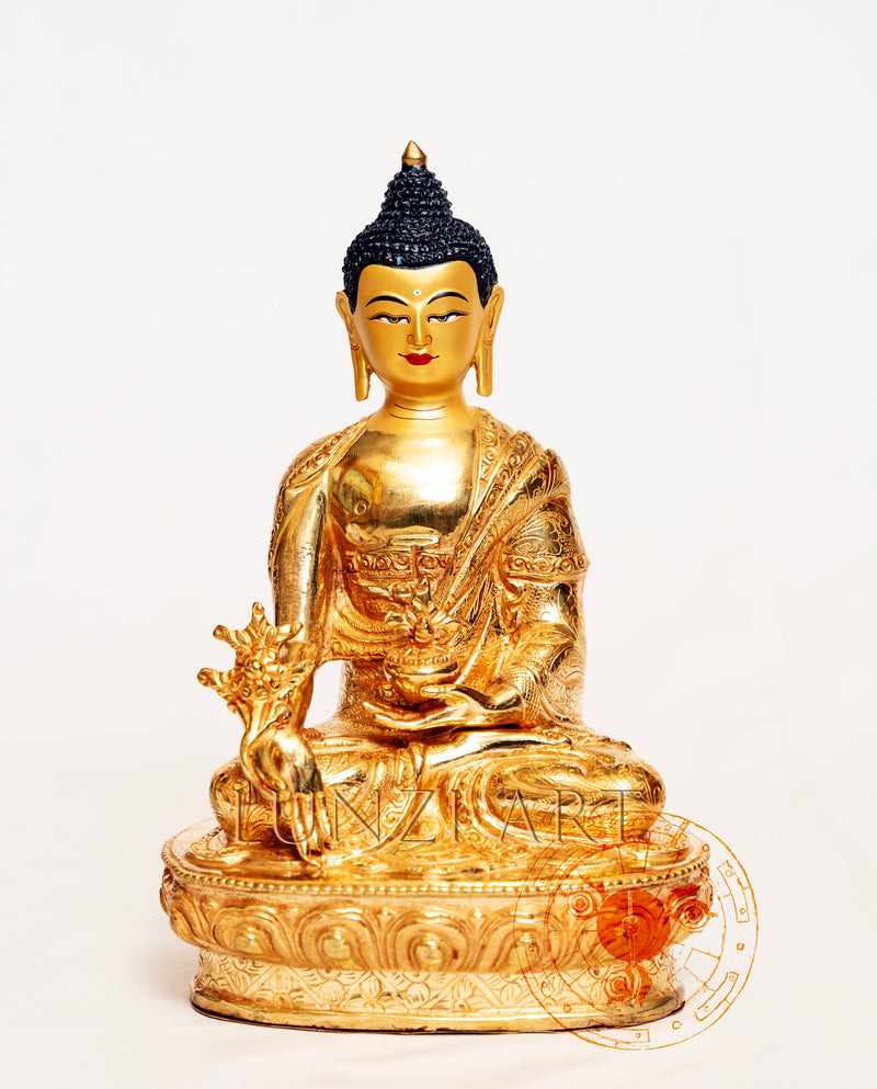 Medicine Buddha Statue | Brass with 24k Gold Plating - S-B-HT-FG-CG-MB-0001