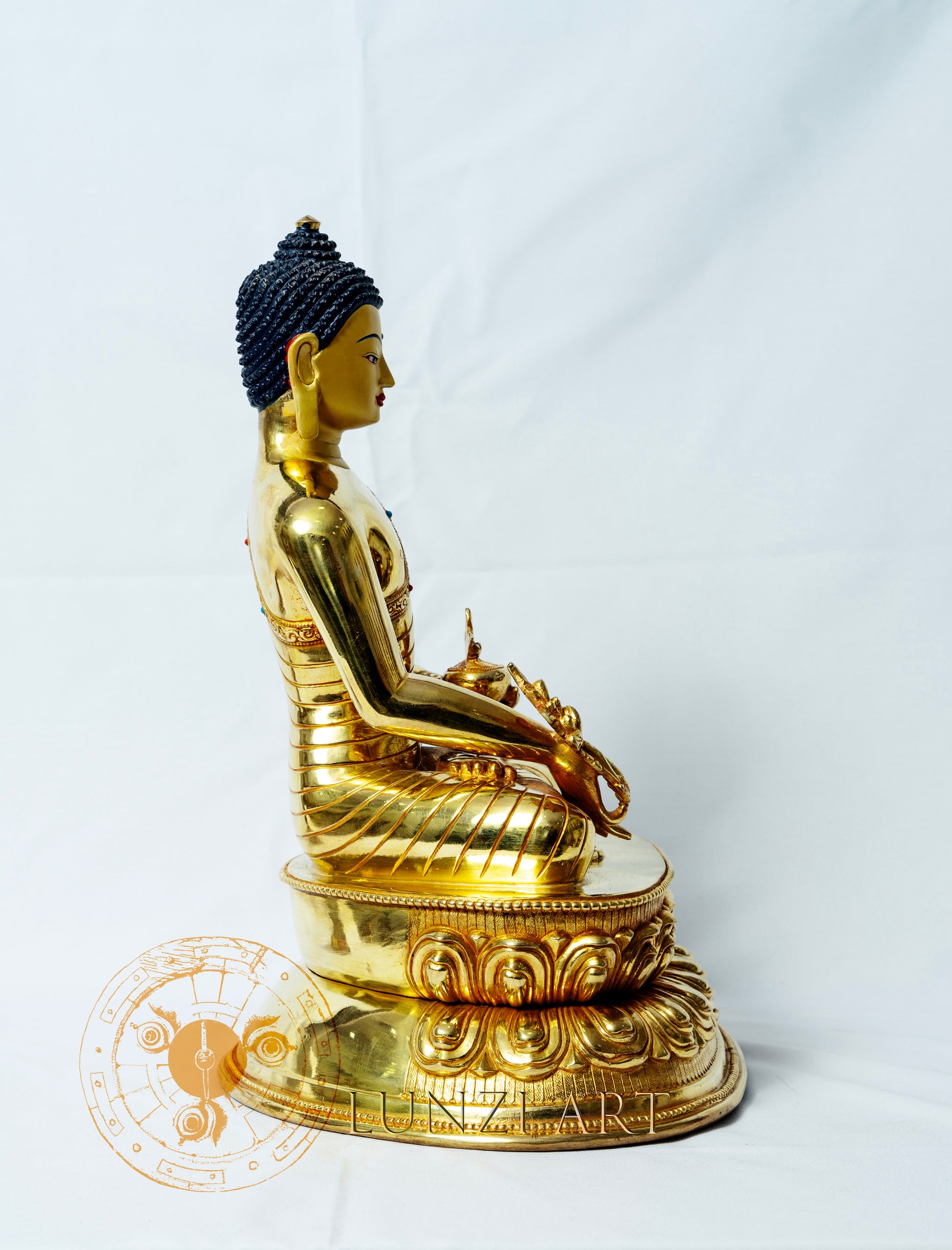 Medicine Buddha Statue | Copper Glided With 24k Gold Plating - S-P-BA-FG-CG-MB-0005