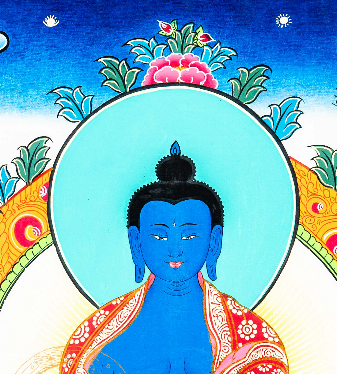 Medicine Buddha Thangka : Healing Buddha - T-B-HT-RB-MB-0033