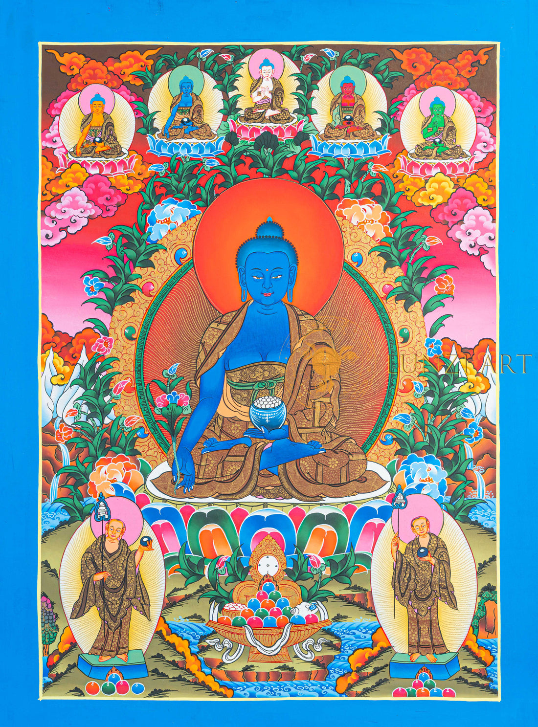 Medicine Buddha Thangka: The Golden Source of Healing - T-N-ET-BB-AU-MB-0086