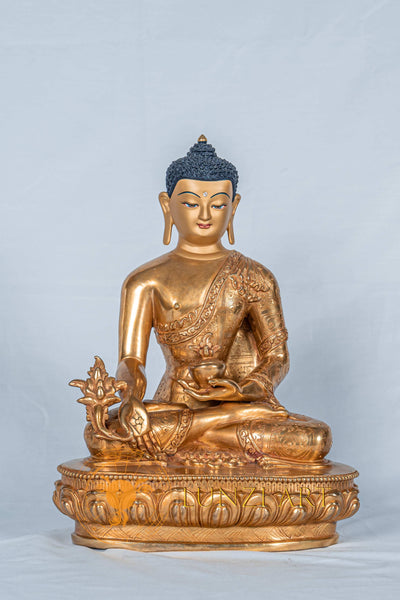 Medicine buddha Statue | Fully 24k Gold-Plated Copper - S-B-RM-FG-CG-MB-0106
