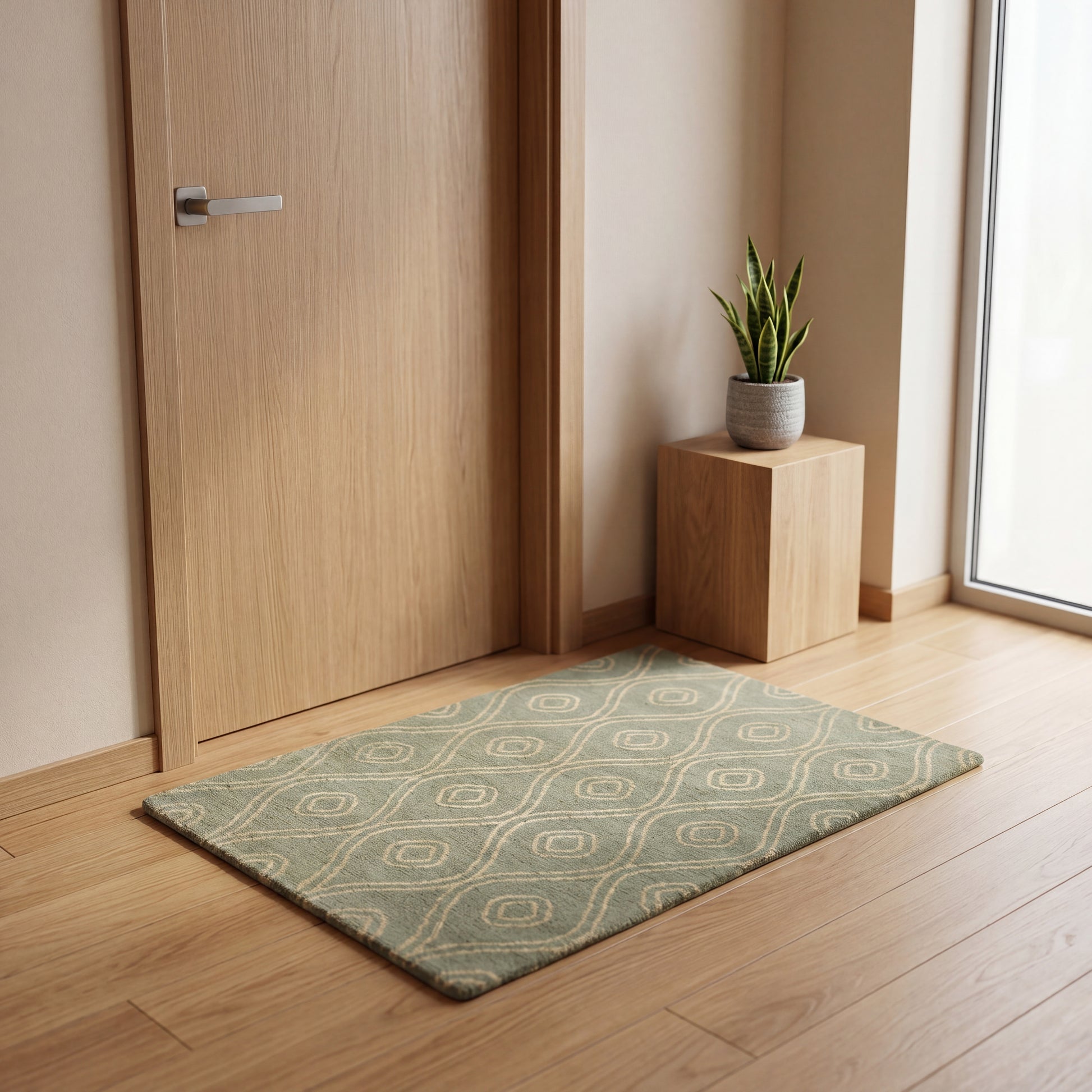 Meditation Mat / Door Mat | Handwoven Pure Wool and Silk Carpet - C-B-1
