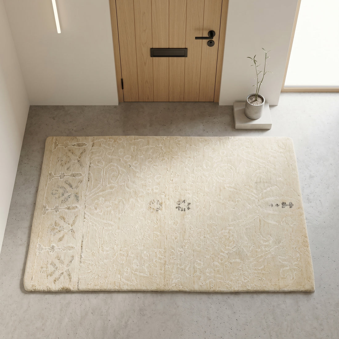 Meditation Mat / Door Mat | Handwoven Pure Wool and Silk Carpet - C-B-2