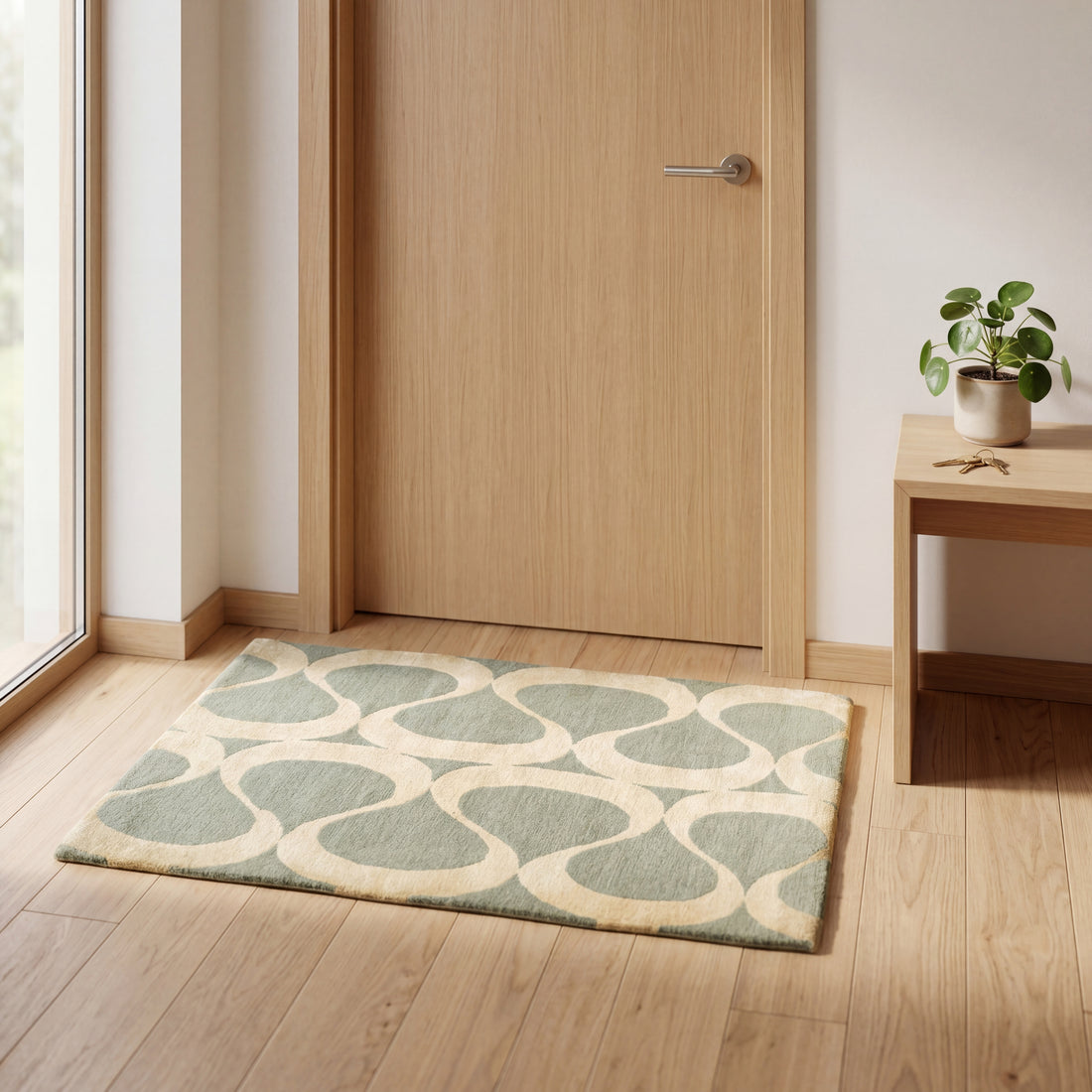 Meditation Mat / Door Mat | Handwoven Pure Wool and Silk Carpet - C-B-9