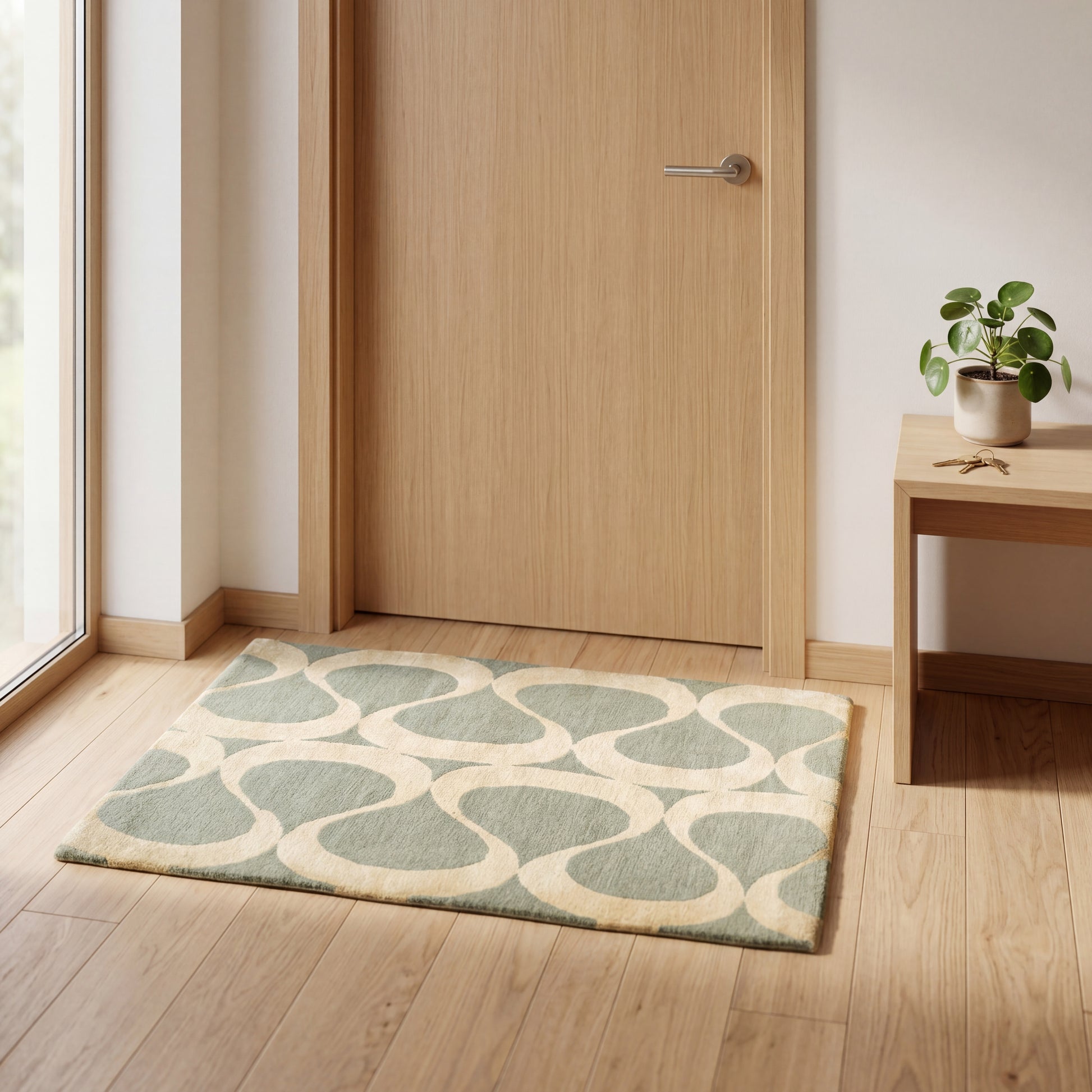 Meditation Mat / Door Mat | Handwoven Pure Wool and Silk Carpet - C-B-9