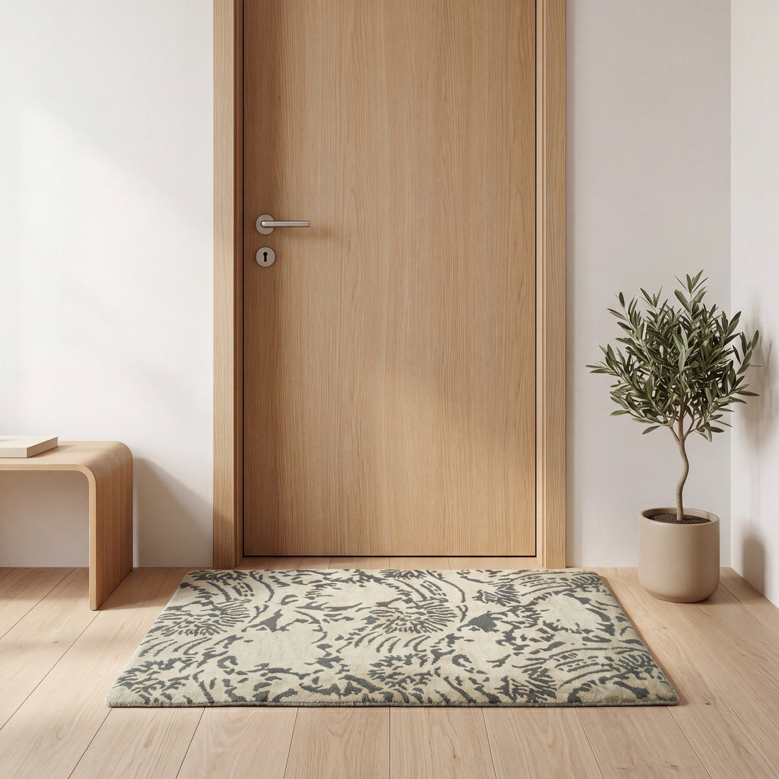 Meditation Mat / Door Mat | Handwoven Wool and Silk Carpet - C-B-13