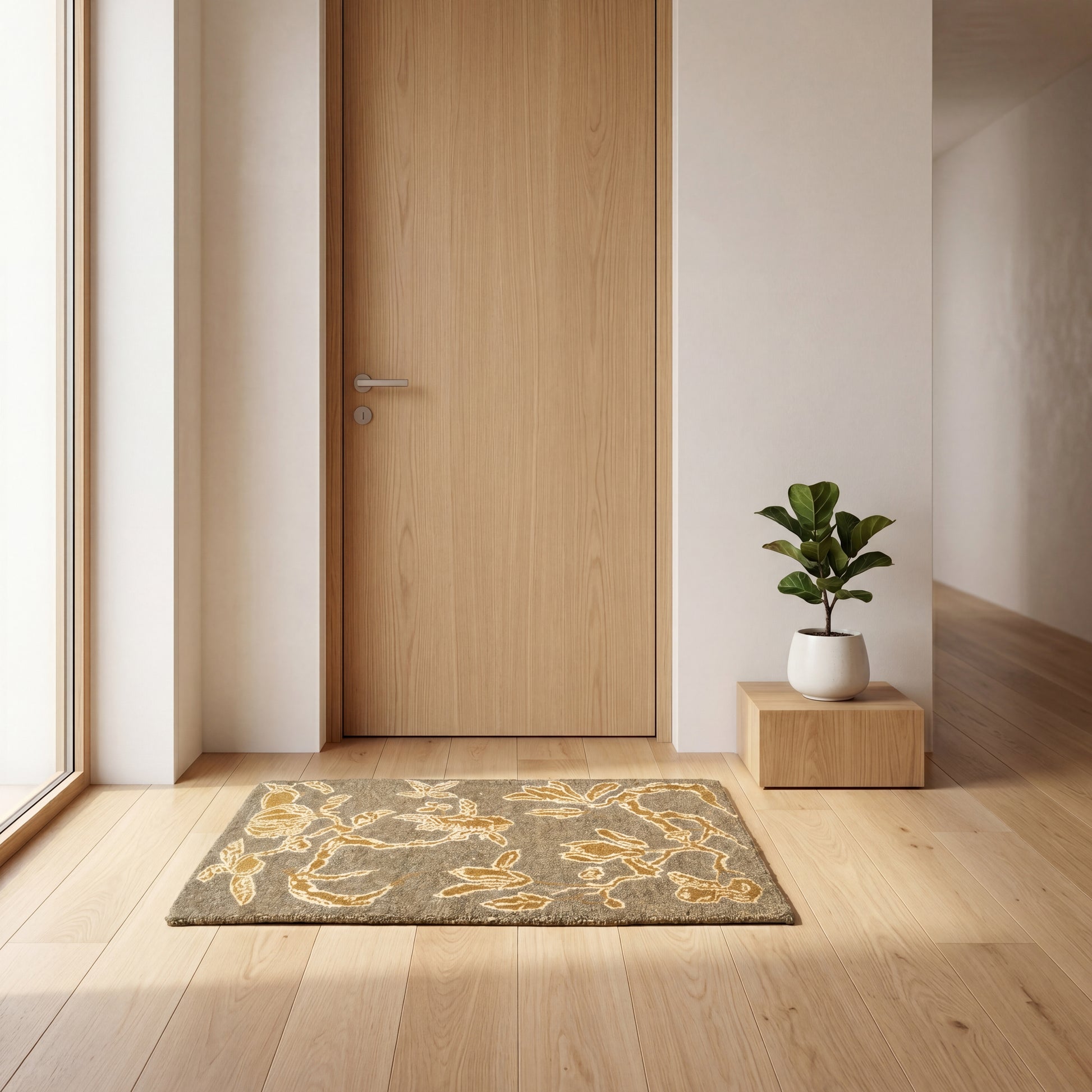 Meditation Mat / Door Mat | Handwoven Wool and Silk Carpet - C-B-16