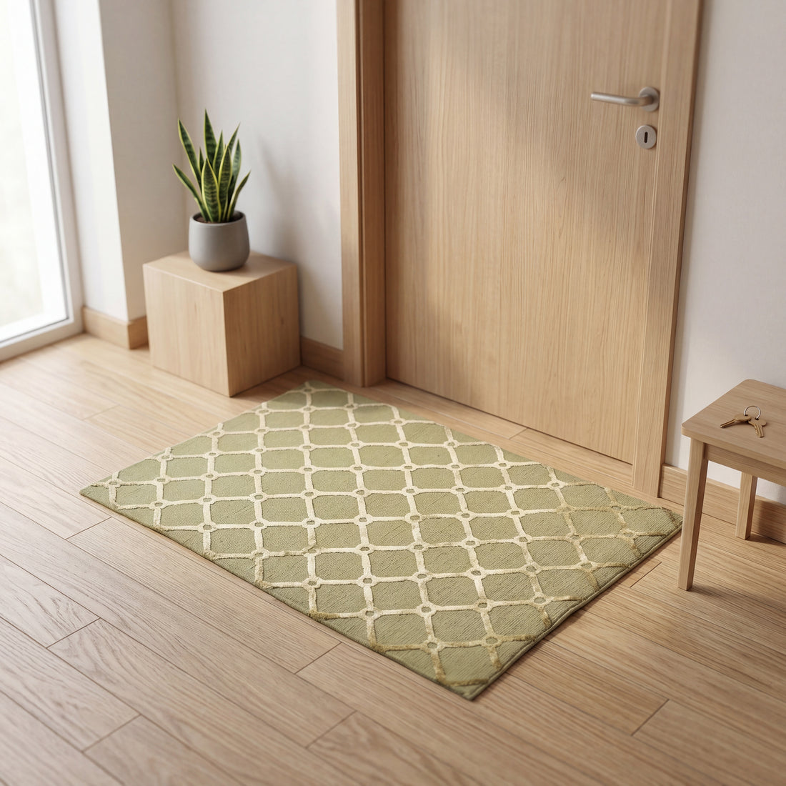 Meditation Mat / Door Mat | Handwoven Wool and Silk Carpet - C-B-18