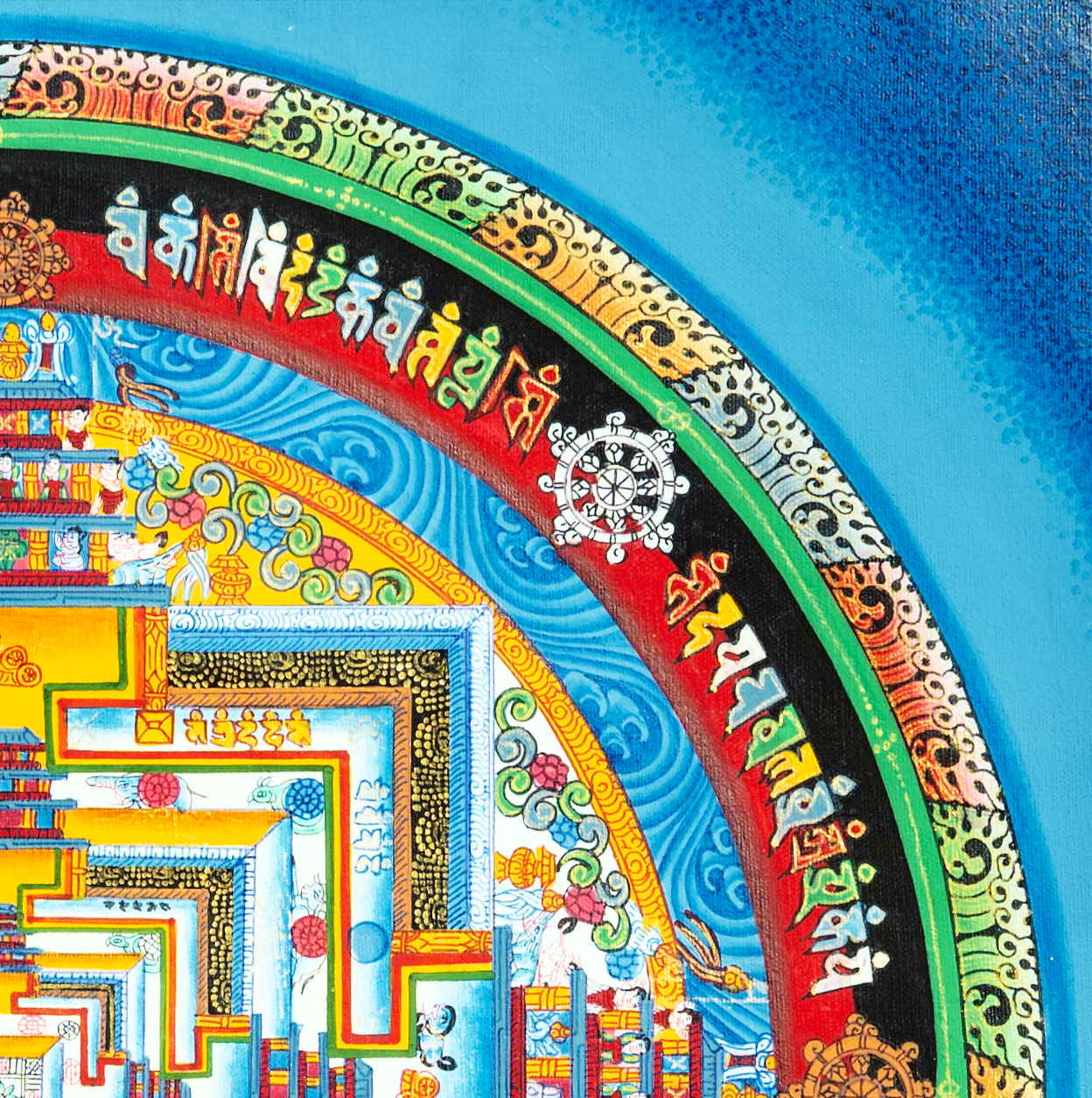Original Hand Painted Fine Quality “Kalchakra Mandala Thangka” - T-B-HT-BB-AU-KM-0004