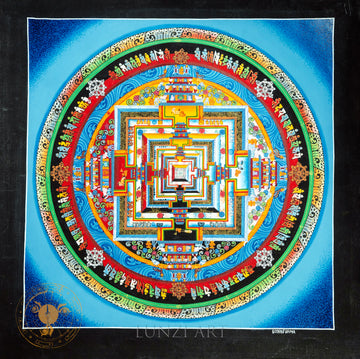 Original Hand Painted Fine Quality “Kalchakra Mandala Thangka” - Thangka