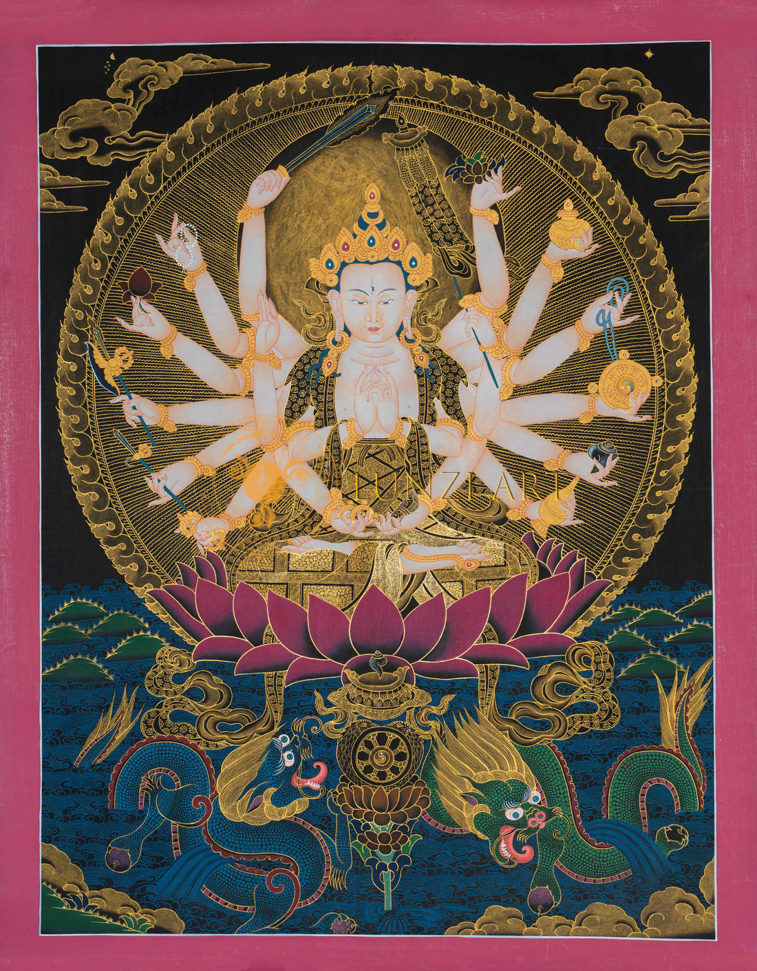 Sacred Chundi Thangka: Embrace Strength and Divine Feminine Energy - T-S-BT-RB-AU-C-0112