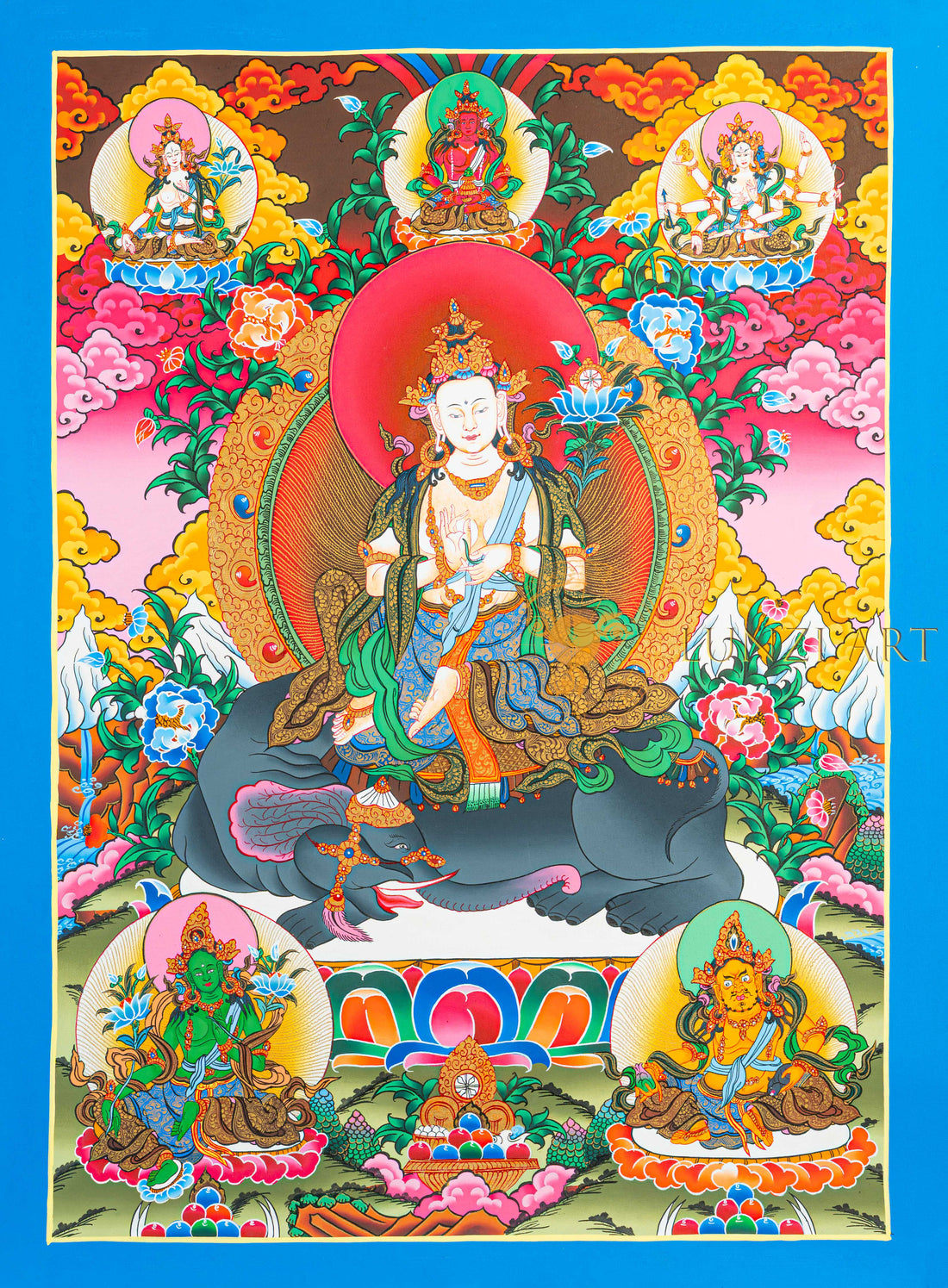Samantabhadra Bodhisattva Thangka: The Golden Power of Universal Goodness - T-N-ET-BB-AU-S-0099