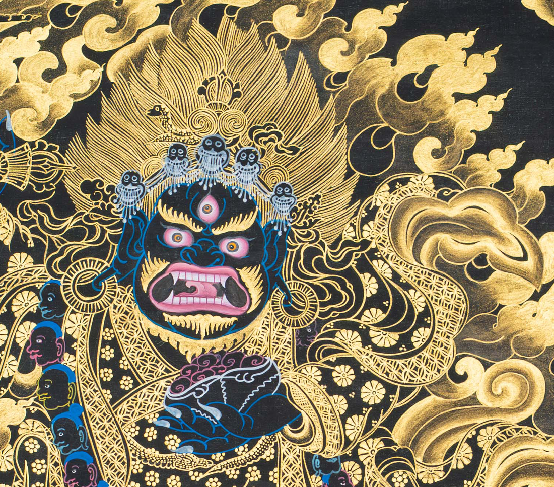 Shadbhuja Mahakala Thangka – The Wrathful Guardian of Wisdom - T-S-BT-BB-M-0138