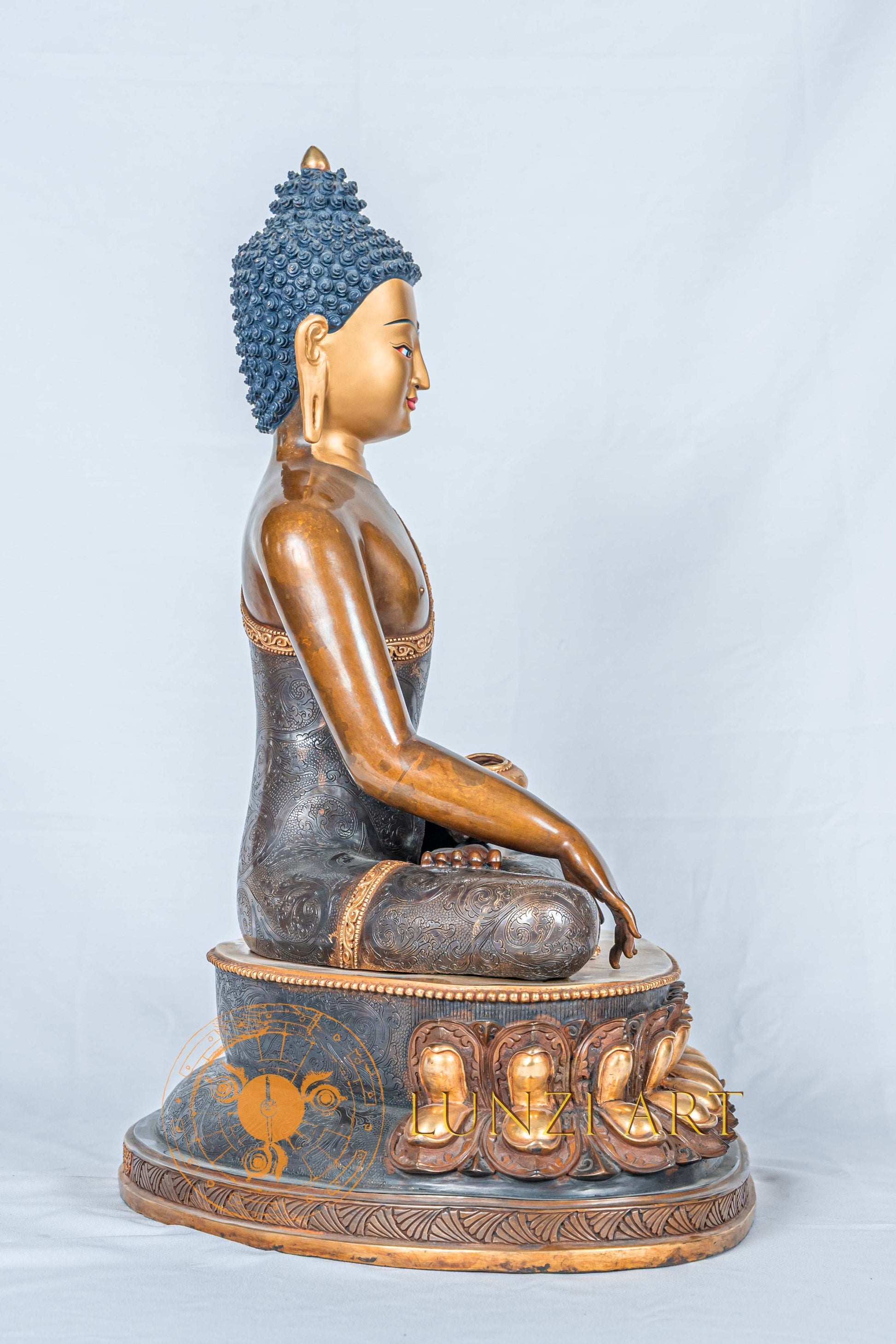 Shakyamuni Buddha Sculpture | Handmade Half Gold Plated Statue - S-B-RM-HG-CG-SB-0114