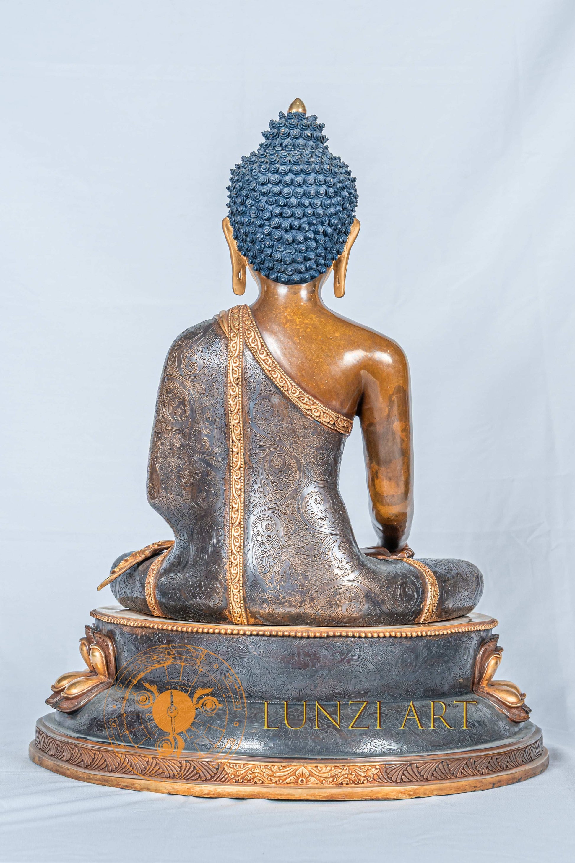 Shakyamuni Buddha Sculpture | Handmade Half Gold Plated Statue - S-B-RM-HG-CG-SB-0114