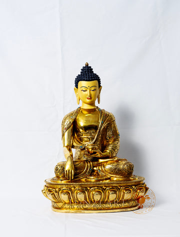 Shakyamuni Buddha Statue | 24k Gold Plated Full Copper Gilded - S-P-BA-FG -CG-SB-0013