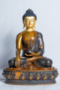 Shakyamuni Buddha Statue | Copper Oxidized with Painted Face - statues