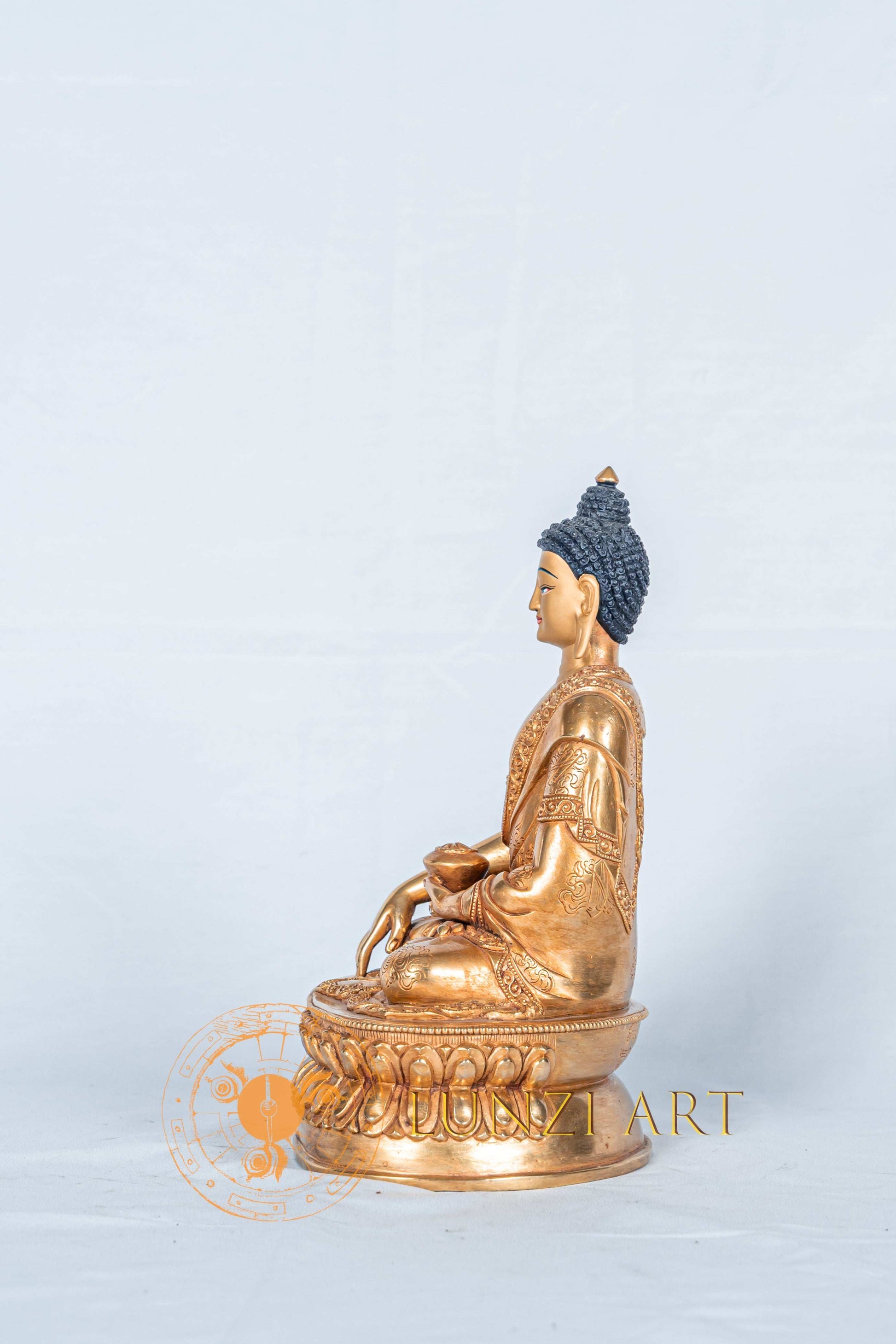 Shakyamuni Buddha Statue | Handcrafted Full Gold-Plated Art - S-B-RM-FG-CG-SB-0116